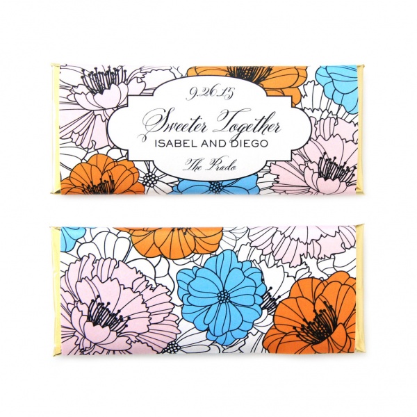 personalized candy wrappers for wedding favors | blooming flower