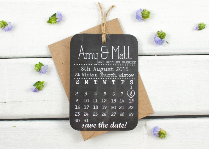 chalkboard luggage tag save the date