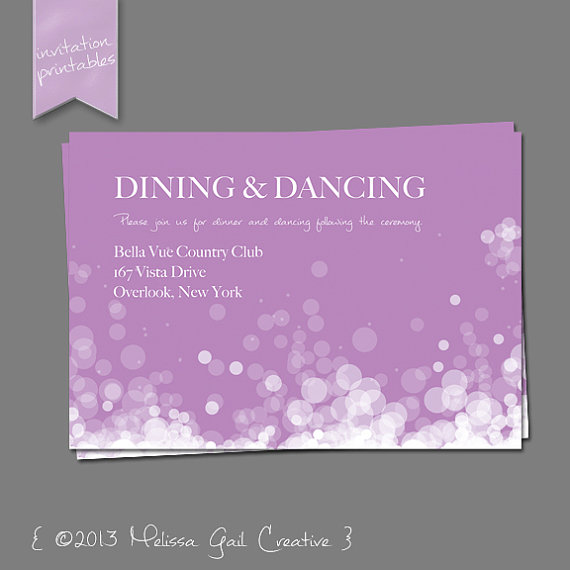 DIY Printable Wedding Invitations (by Melissa Gail Creative) - champagne bubbles in purple