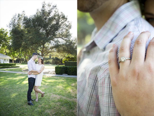 Santa Fe Springs Engagement Session with future bride showing off ring
