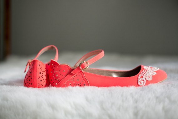 coral flats with lace wedding shoes for bride | via http://emmalinebride.com/bride/wedding-shoes-for-bride/