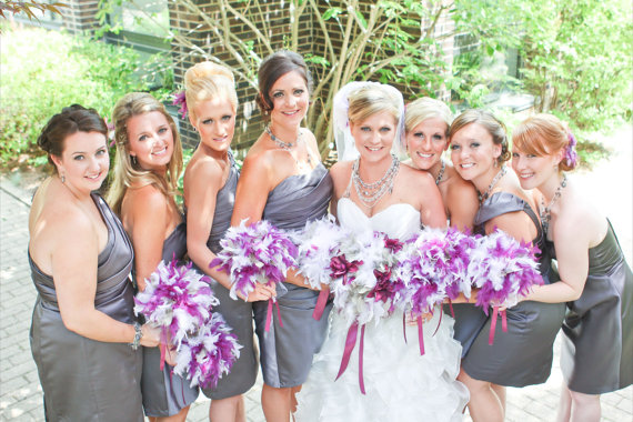 Feather Themed Wedding - feather bridesmaid bouquet by kristin danger designs