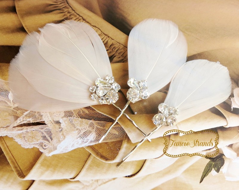 Rhinestone Champagne Blush Wedding Hair Clips by Fanciestrands | via https://emmalinebride.com/bride/what-to-wear-instead-of-veil/ - What to Wear Instead of Veil