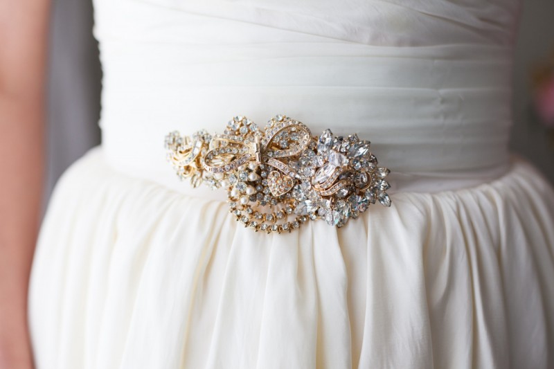 gown with brooch
