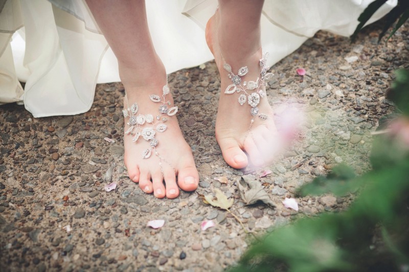 grecian barefoot sandals | via 31 Best Handmade Wedding Shoes https://emmalinebride.com/bride/handmade-wedding-shoes/