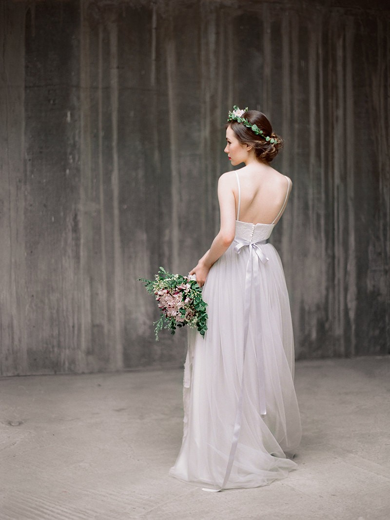 grey wedding dress chiffon bottom | by milamira bridal | https://emmalinebride.com/planning/dress-chiffon-bottom/