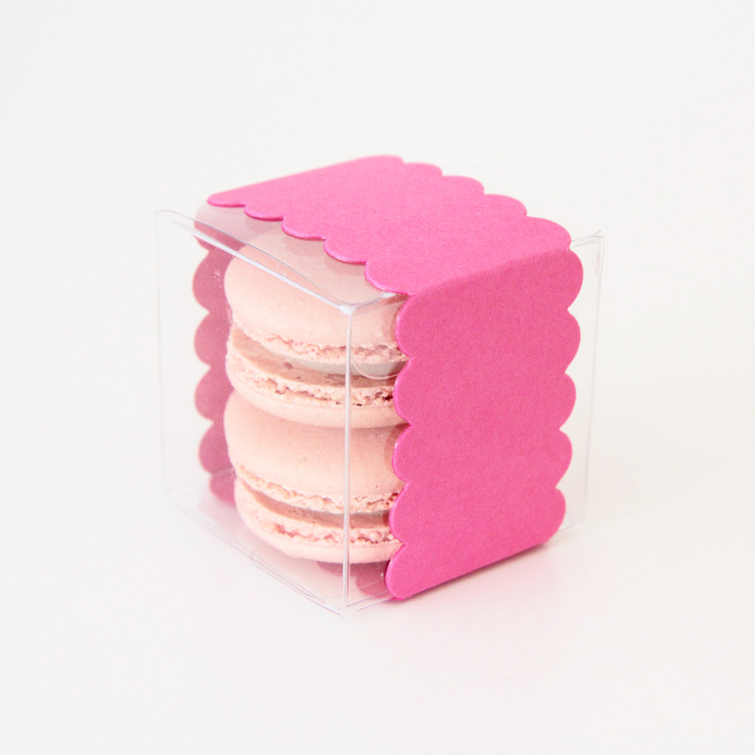 hot pink macaron favor box | via 7 Things to Know About Giving Macaron Favors https://emmalinebride.com/favors/giving-macaron-favors/