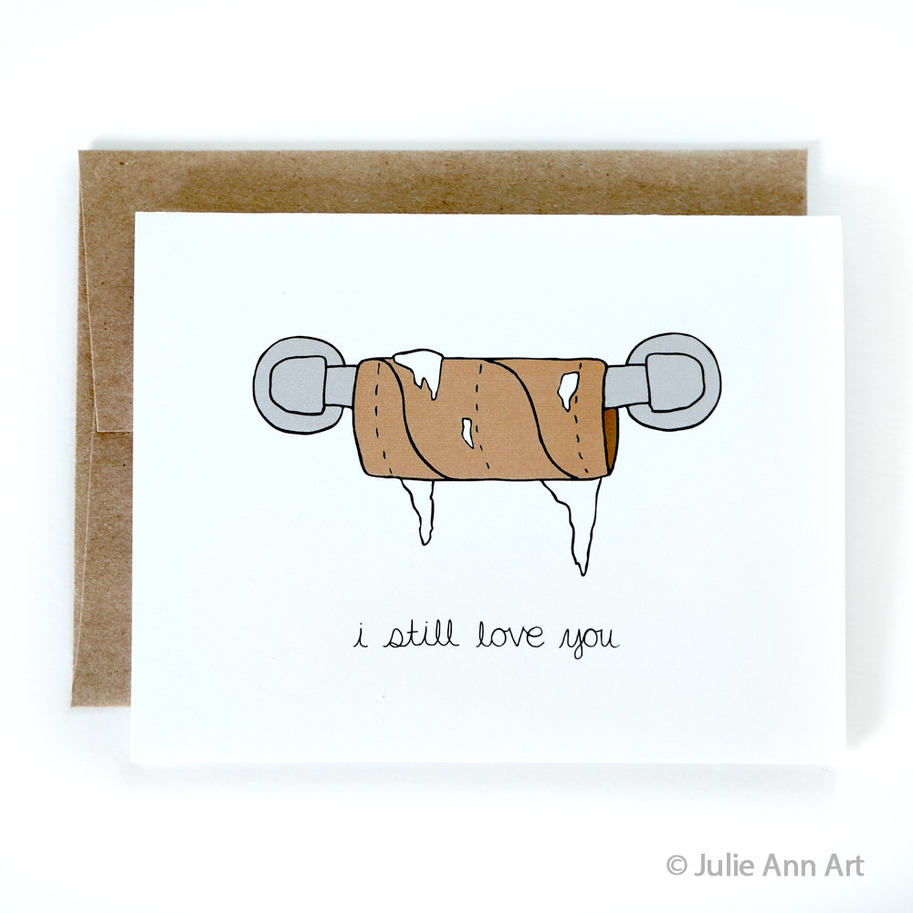 i still love you toilet paper roll empty julie ann art - via funny valentine cards etsy from EmmalineBride.com