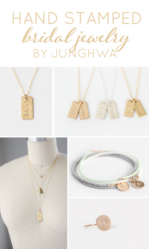 Hand Stamped Bridal Jewelry by junghwa | https://emmalinebride.com/2015-giveaway/hand-stamped-bridal-jewelry/