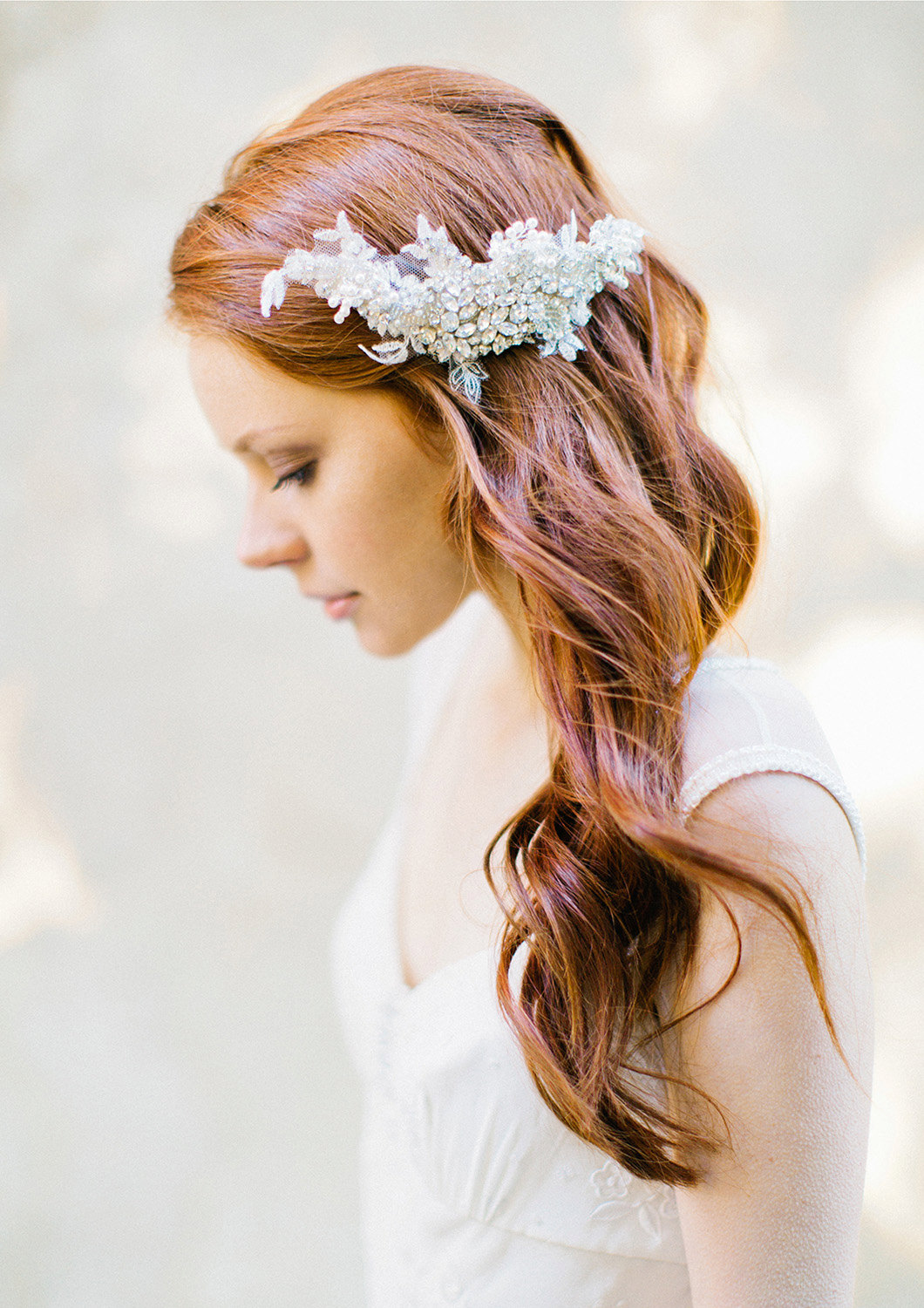 lace and crystal hair piece