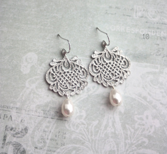 lace bridal earrings filigree