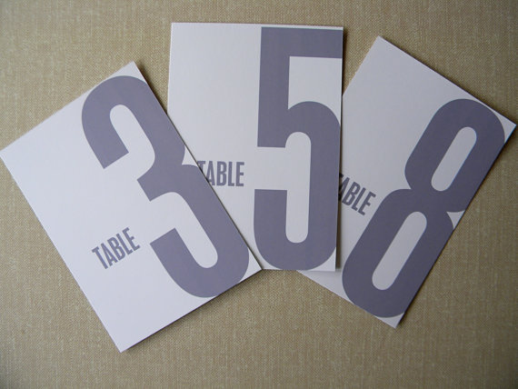 Modern Table Numbers for Weddings (by 2BSquared via EmmalineBride.com)
