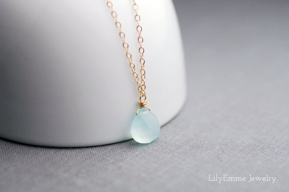 handcrafted jewelry (by lily emme jewelry) - light blue drop necklace