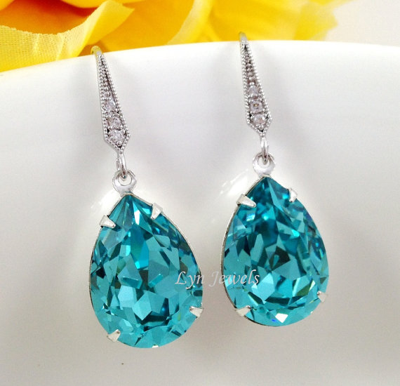 light turquoise teardrop earrings