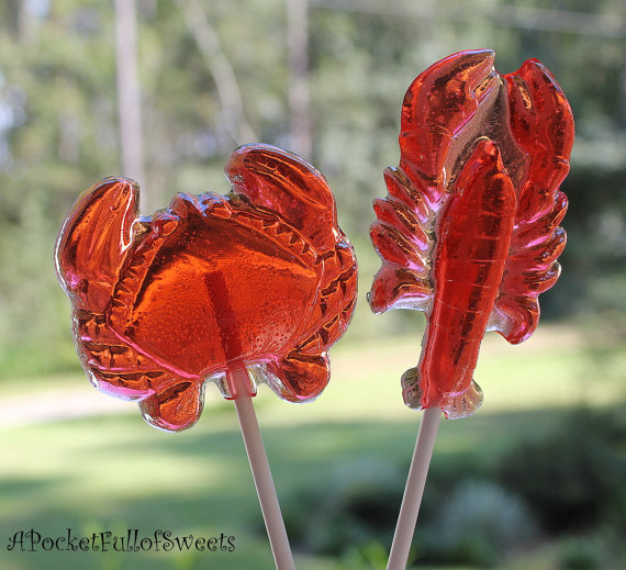 lobster nautical wedding favors lollipops