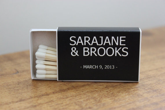 7 Wedding Sparkler Mistakes to Avoid via EmmalineBride.com - not enough matches! (matchbox favor boxes by hope & fancy)