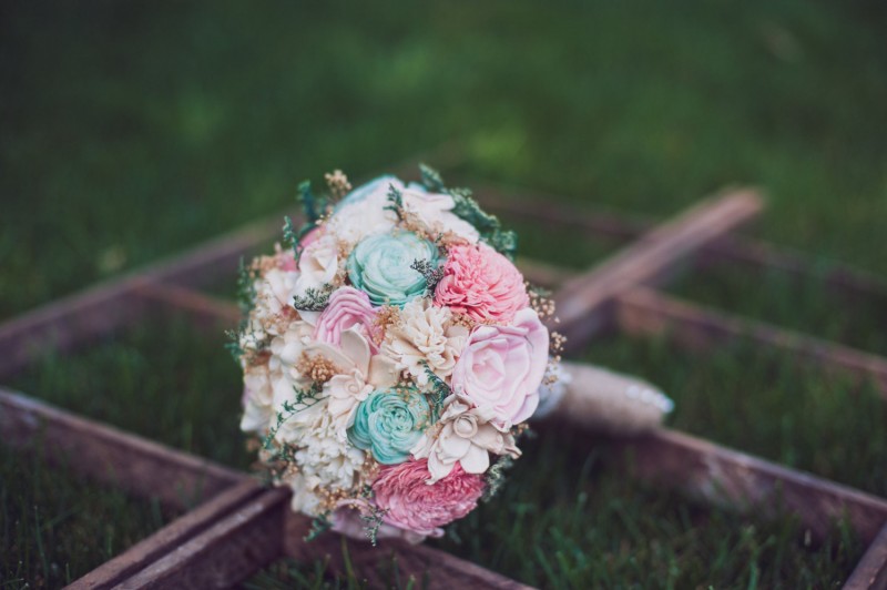 mint and pink bouquet