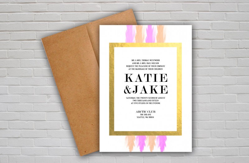modern gold foil wedding invitations