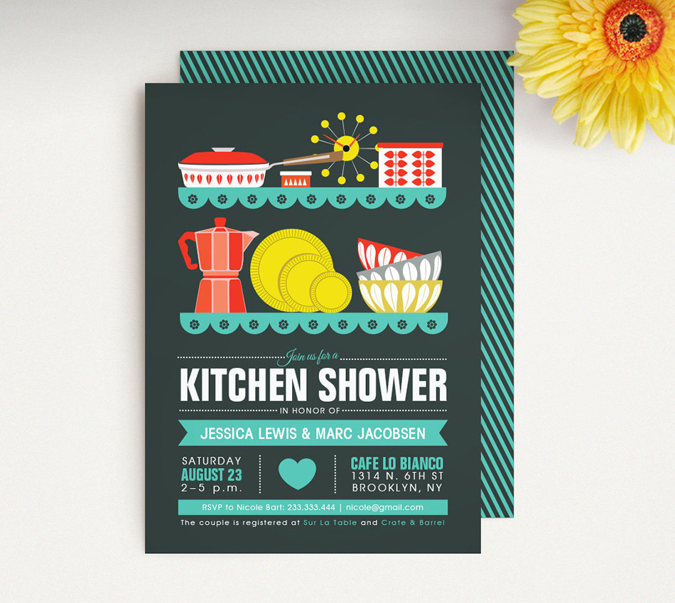 Kitchen Bridal Shower Invitations Emmaline Bride   Modern Kitchen Shower 