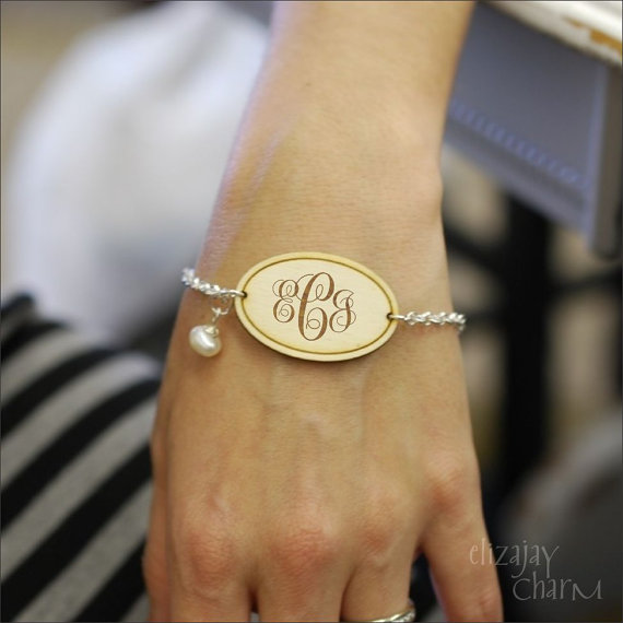 wedding trend: great idea! put on the monogram bracelet after the ceremony to officially 'announce' your new initials (via Monogram Necklace for Weddings from Emmaline Bride)