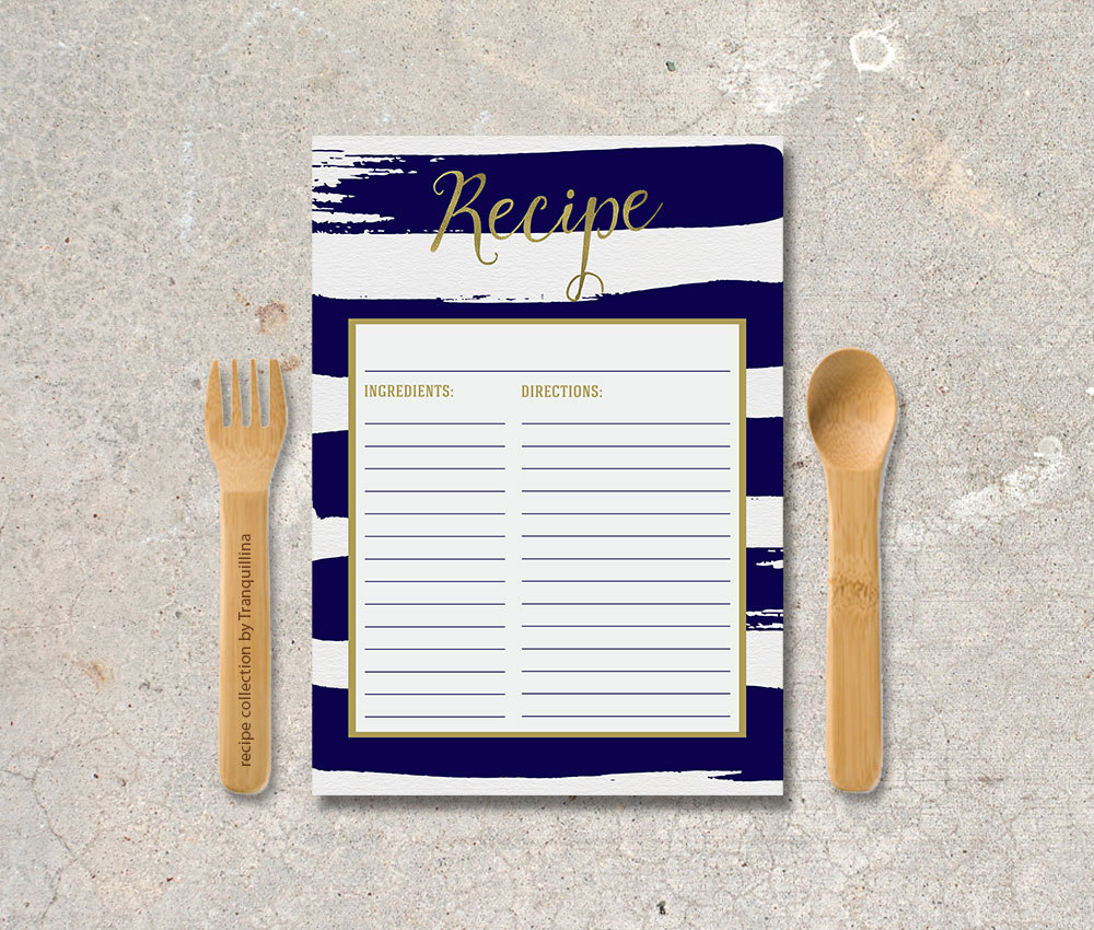 nautical striped recipe cards by tranquillina