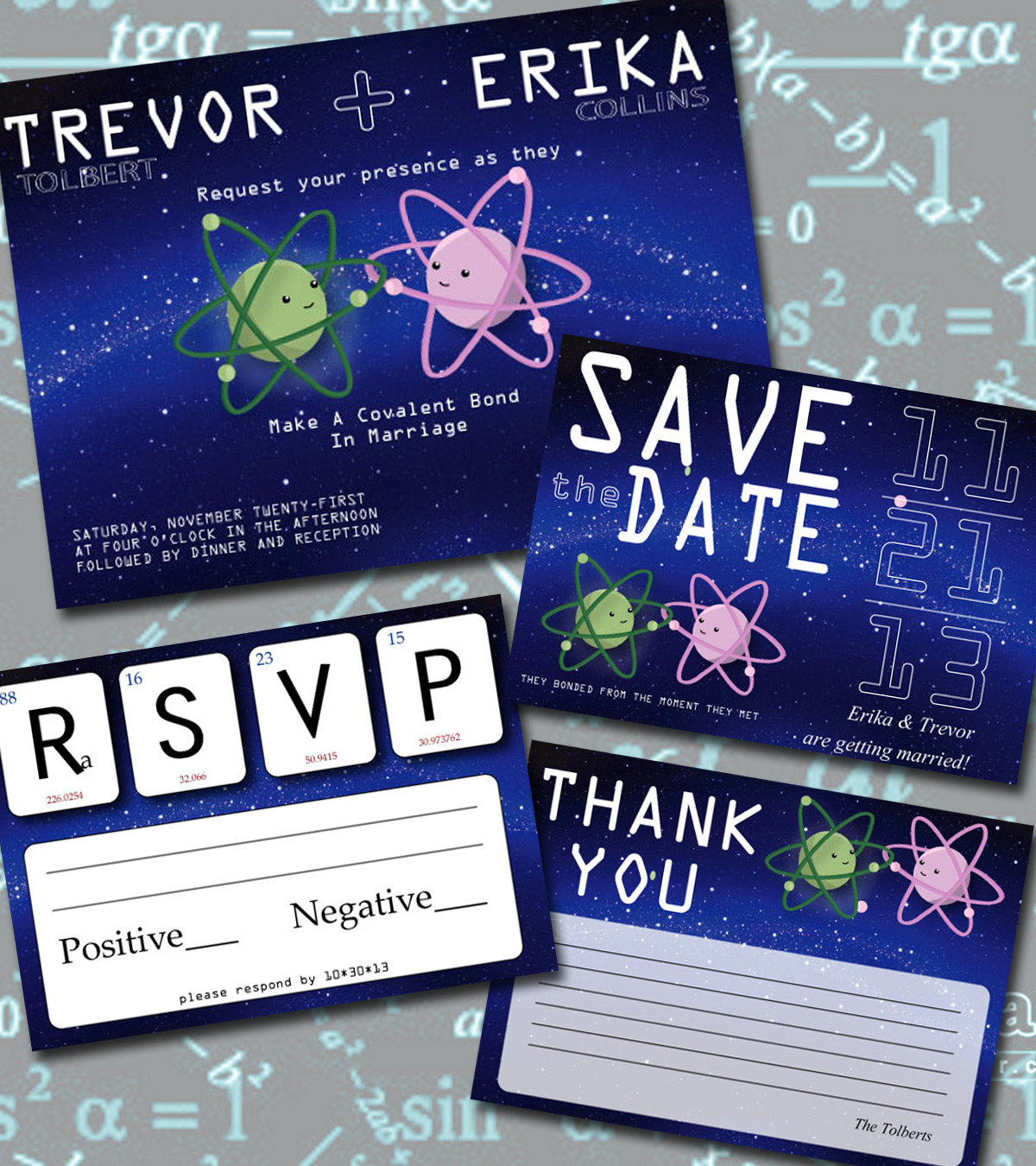nerdy science themed wedding invitations | via emmalinebride.com | 50+ Greatest Geeky Wedding Ideas of All Time
