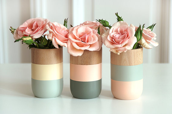 Painted Wooden Vases