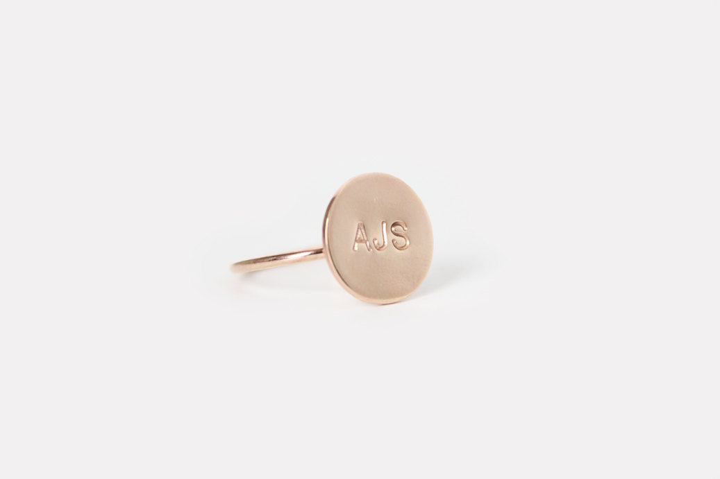 personalized ring for the bride | hand stamped bridal jewelry | by junghwa | https://emmalinebride.com/2015-giveaway/hand-stamped-bridal-jewelry/