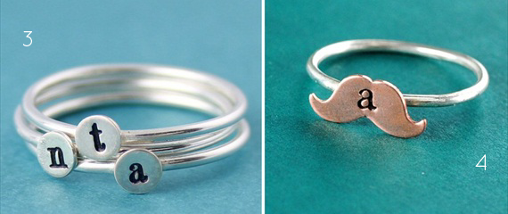 personalized stacking rings mustache