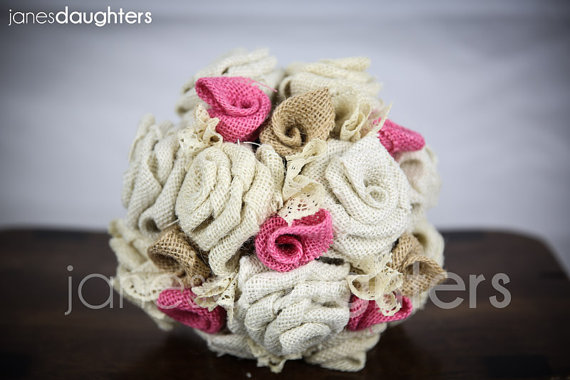 burlap wedding bouquets (by jane's daughters)