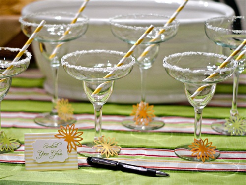 pre-salted rim margarita glasses for margarita bar wedding setup