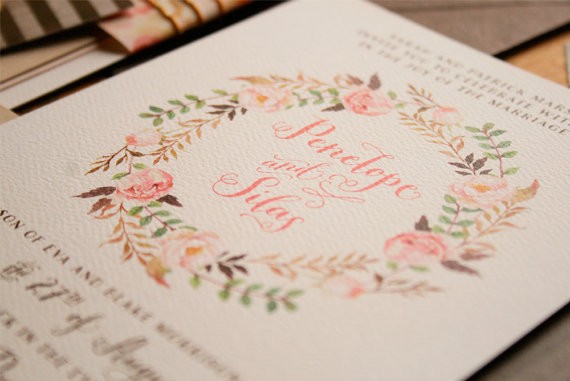 Rustic Floral Wedding Invitations by Paper Street Press | http://emmalinebride.com/rustic/rustic-floral-wedding-invitations/