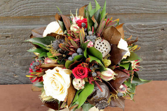 Rustic Wedding Bouquet (by Smoky Mountain Woodcrafts via EmmalineBride.com)