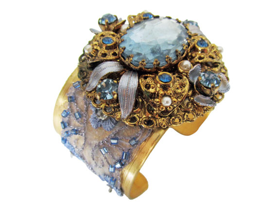 something blue crystal bridal cuff bracelets