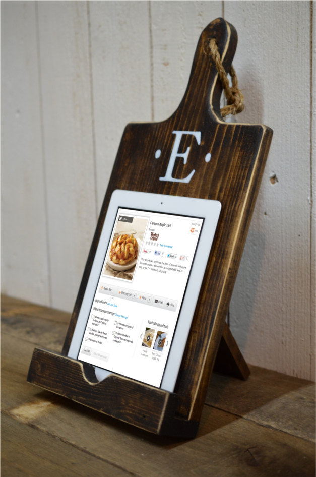 tablet stand for kitchen with monogram