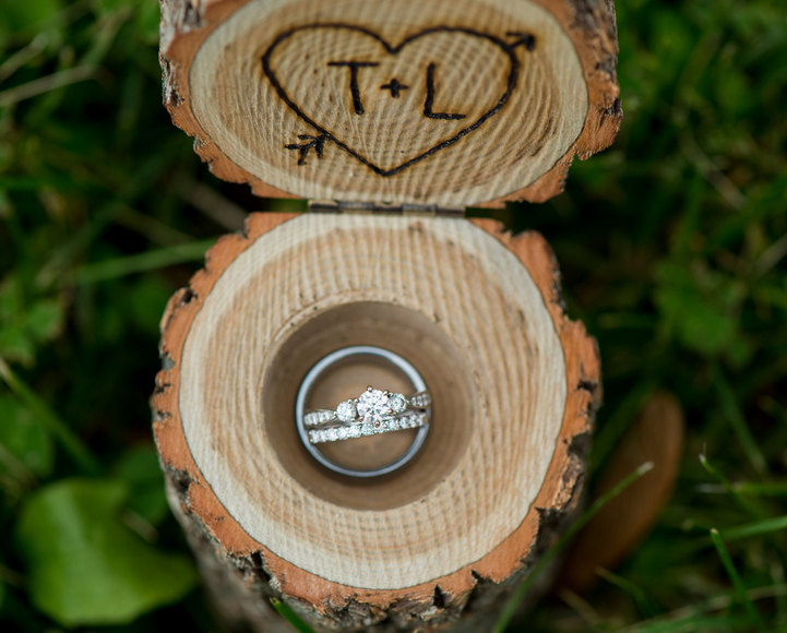 tree stump ring box carved initials | by bragging bags