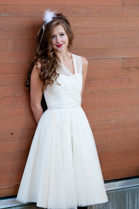vintage 1950s polka dot dress (by Magnolia Couture, photo by Brittany Bingham via 3 New Wedding Finds on Emmaline Bride)