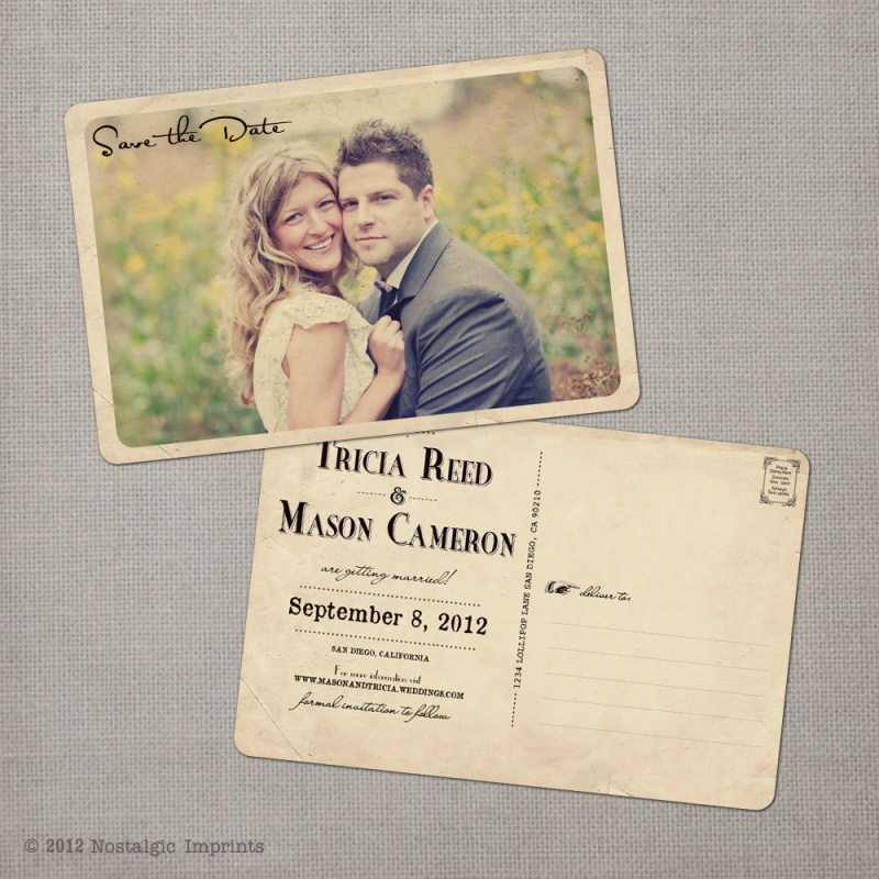 Vintage Save The Date Idea Postcards By Nostalgic Imprints