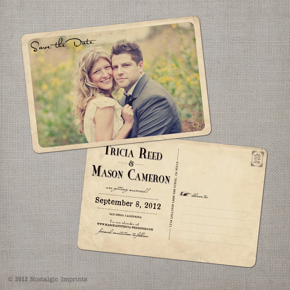 Vintage Save The Date Idea Postcards By Nostalgic Imprints