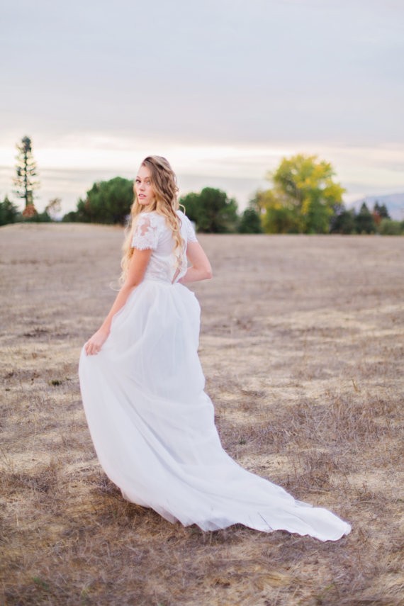 Wedding Gown with Short Lace Sleeves Emmaline Bride