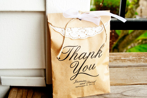 wedding favor bags - thank you (by mavora art and design)