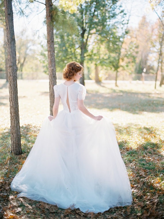 Wedding Gown with Short Lace Sleeves Emmaline Bride