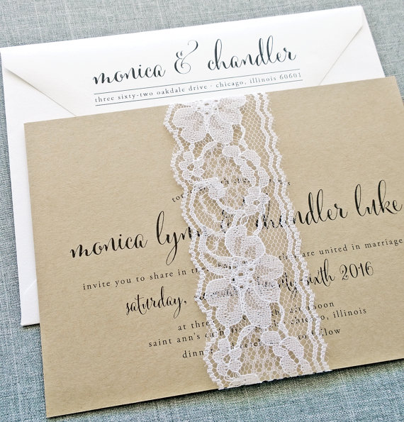 wedding invitation with lace - wedding invitation credit + robe giveaway
