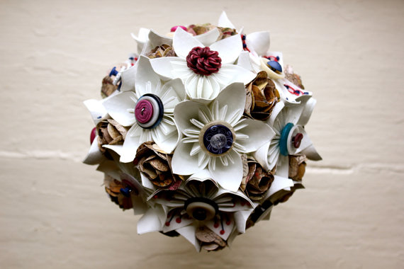 white wedding flower bouquet made of paper