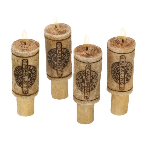 wine cork candle set via DIY Wine Bottle Candles