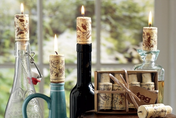 wine cork candles via DIY Wine Bottle Candles
