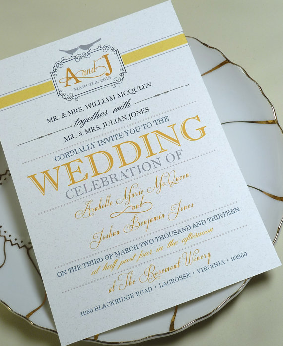 Grey And Yellow Invitations Wedding 9