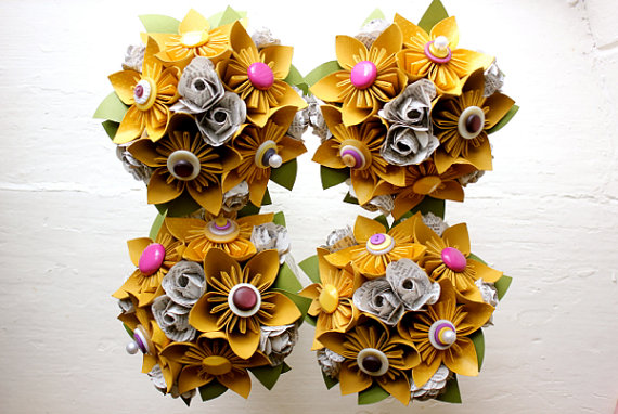 yellow paper flower bouquets